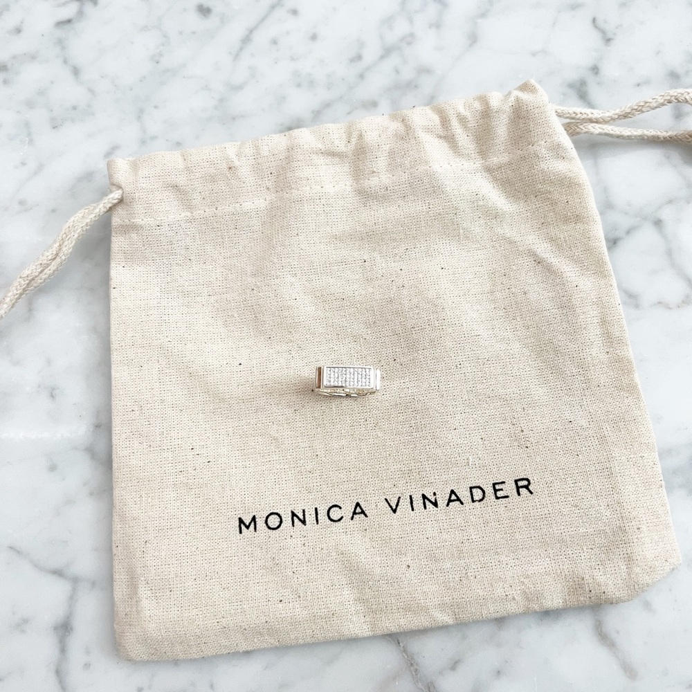 MONICA VINADER Signature Wide Silver Diamond Ring 4.5 - Picture 5 of 10